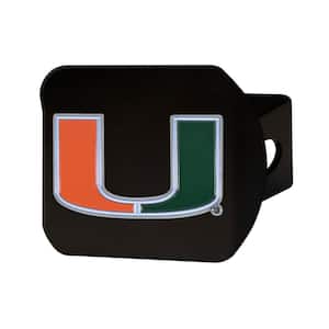 NCAA University of Miami Color Emblem on Black Hitch Cover