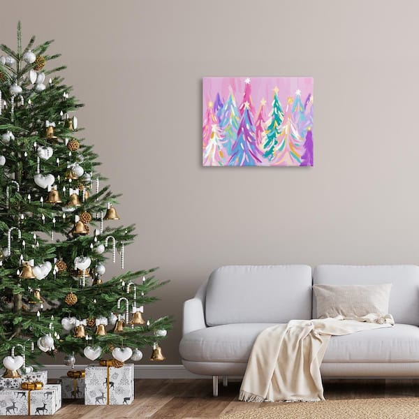 Pastel Christmas Trees Abstraction by Arlington Prints Unframed Abstract Graphic Art Print 24 in. x 30 in.