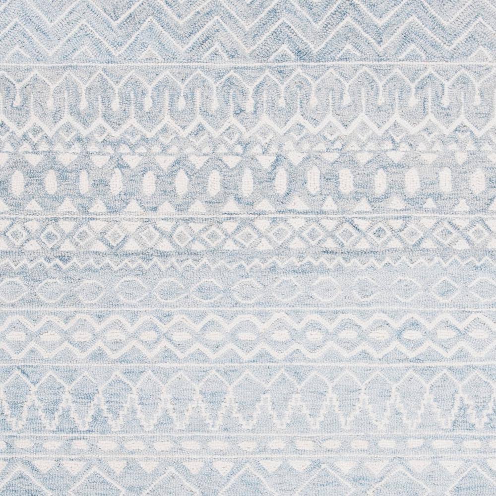 Hand-Tufted Aqua/Ivory Wool Rectangular Rug 5' x 8'