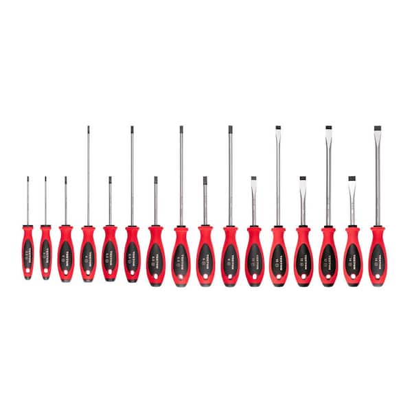 Slotted Screwdriver Set-4,8 in. Shanks, 16-Piece (3-14 mm)