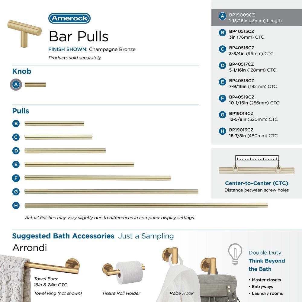 Champagne Bronze Modern Bar Pull Knob with Mounting Hardware