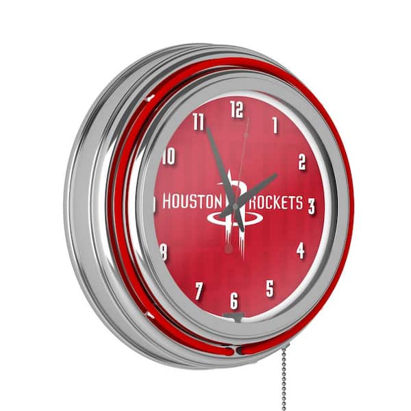 Houston Rockets Red City Lighted Analog Neon Clock NBA8HR3HD The