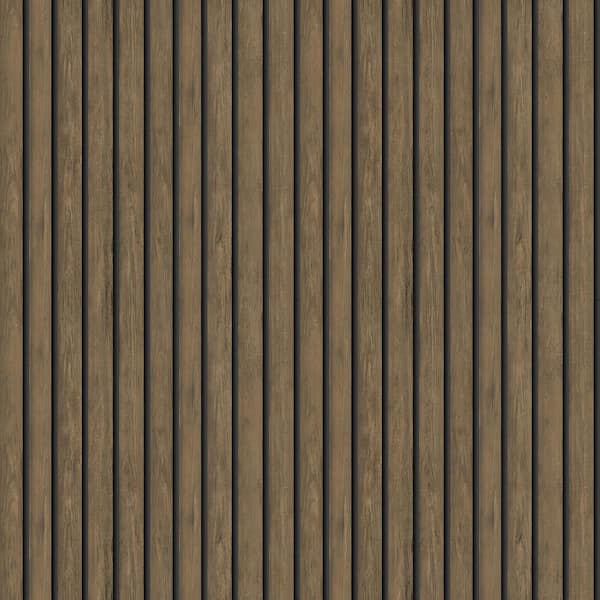 HOLDEN Faux Wood Slat Dark Oak Non-Pasted Wallpaper (Covers 56 sq. ft.)