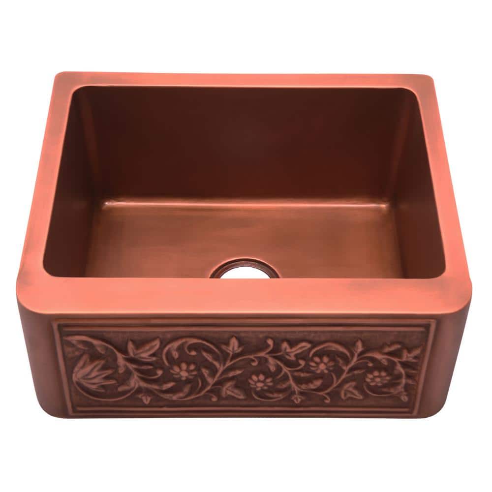 Cilantro 25'' Copper Farmhouse Single Bowl Kitchen Sink