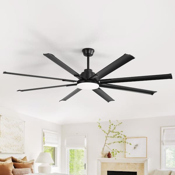 84 in. Indoor Smart Black Ceiling Fan with Integrated LED Light and Remote Control, 6-Speed Quiet Reversible DC Motor