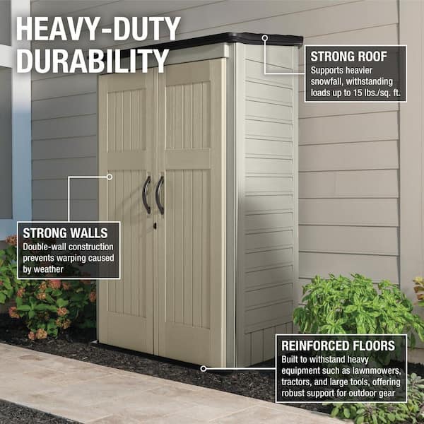 Rubbermaid 4 ft. W x 2.5 ft. D Vertical Shed 1887157 - The Home Depot