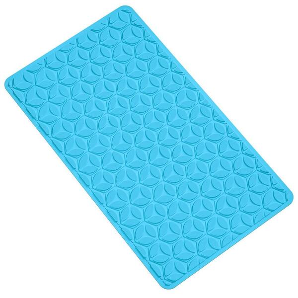 16 in. x 28 in. Rubber Bath Mat with Suction Cups in River Blue, Non Slip, Soft on Touch, BPA/PVC Free, Machine Washable