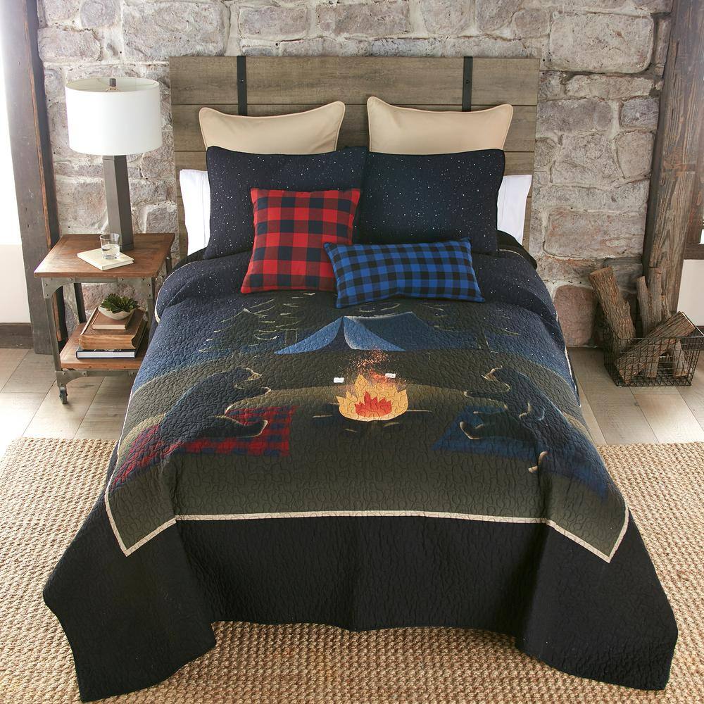 Donna Sharp Campfire Patchwork Quilted Rustic Country Twin 3-Piece Bedding Set 