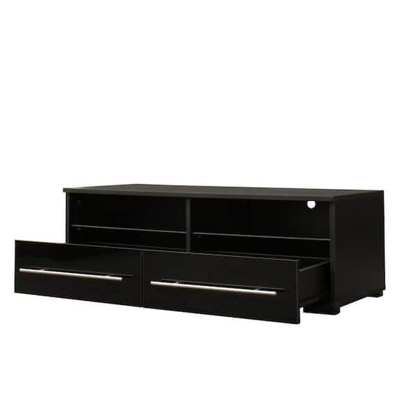 Unbranded Modern 39.37 in. Black TV Stand with 2 Drawers Fits TV's up to 43 in. with Color-changing Light Strips