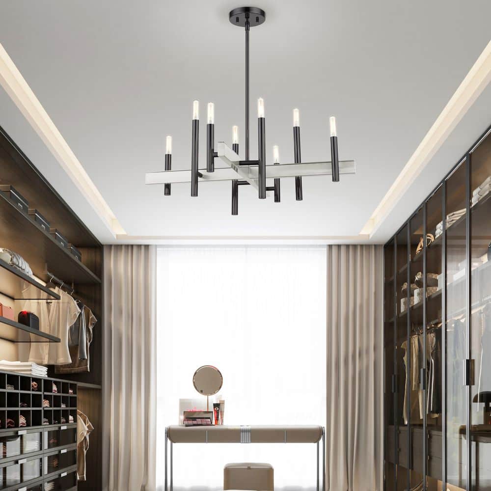 Denmark 8-Light Black Chrome Candelabra Chandelier