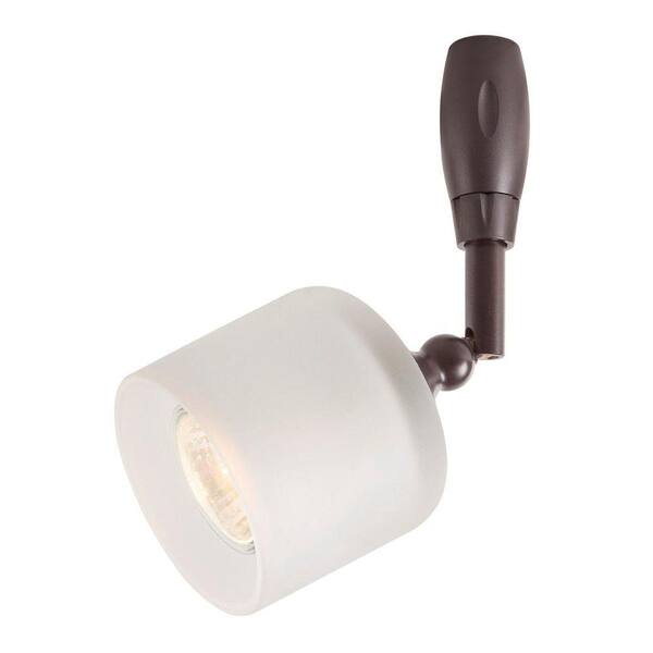 Hampton Bay Bronze Flex Track Lighting Head with Frosted Glass Shade