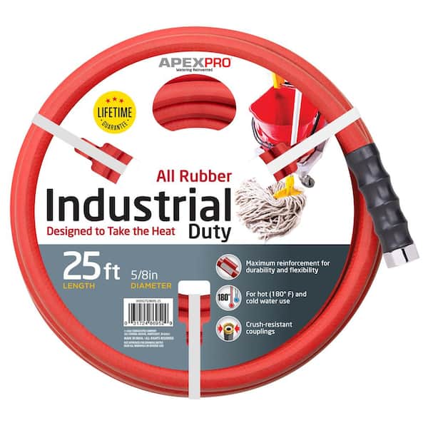 Apex 5/8 in. Dia x 25 ft. Red Rubber Commercial Hot Water Hose