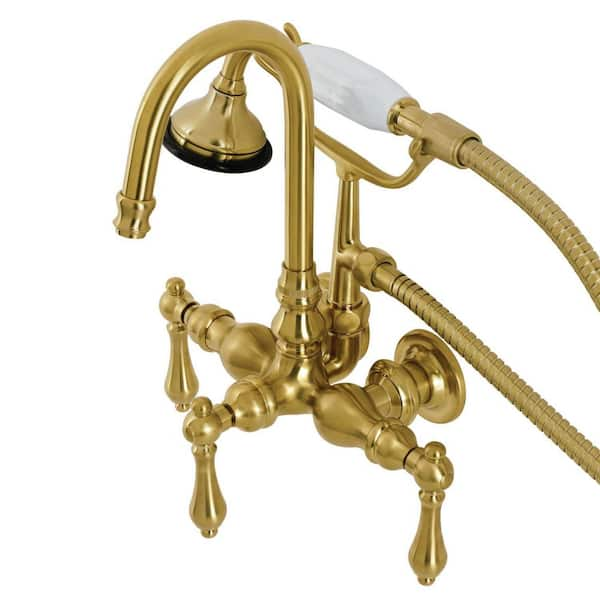 Kingston Brass Aqua Vintage 3-Handle Wall-Mount Clawfoot Tub Faucets ...