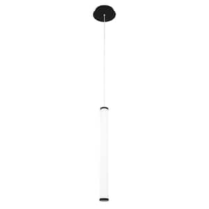 Flare 25 in. 230-Watt Equivalent Integrated LED Black Pendant with Acrylic Shade