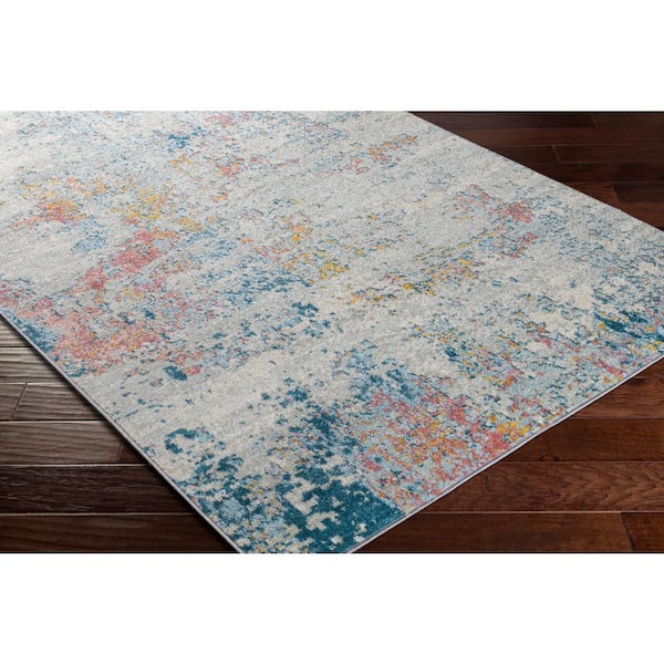 Yamikani Aqua/Coral 9 ft. x 12 ft. Indoor Area Rug