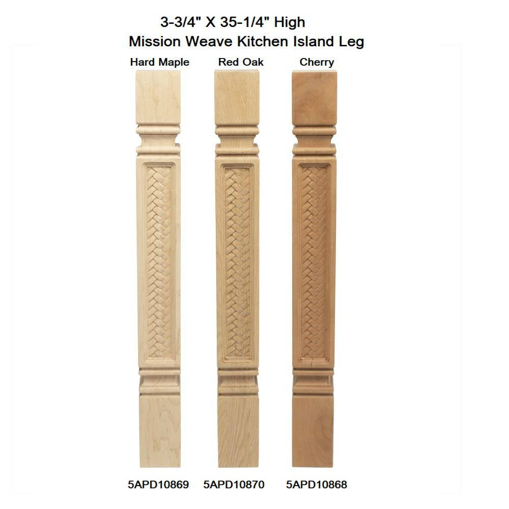 35.25" High Maple Mission Weave Kitchen Island Leg