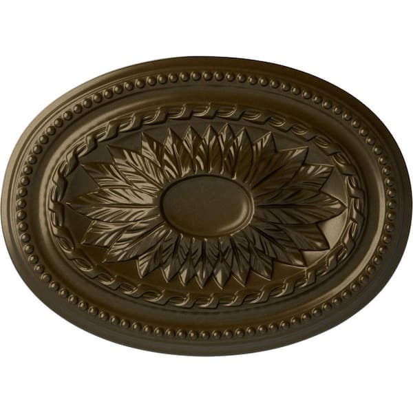 Ekena Millwork 18-1/2" W x 13-1/2" H x 1-7/8" Saverne Urethane Ceiling Medallion, Brass