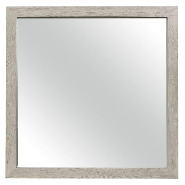 1 in. x 39.5 in. Square Wooden Frame Brown Wall Mirror