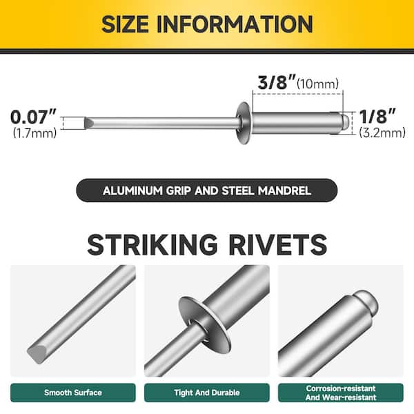 1/4 in. x 3/4 in. Aluminum Blind Pop Rivets with Steel Mandrel (300-Pack)