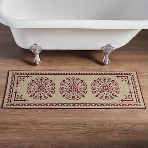 Custom House 17 in. W x 48 in. L Burgundy Tan Medallion Bathmat