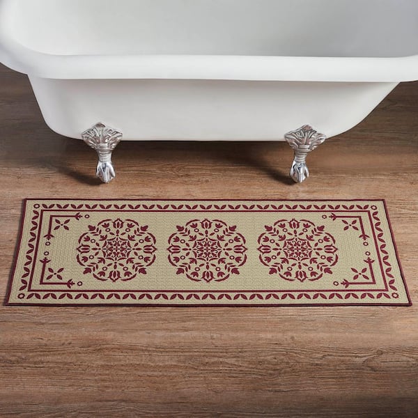 VHC BRANDS Custom House 17 in. W x 48 in. L Burgundy Tan Medallion Bathmat