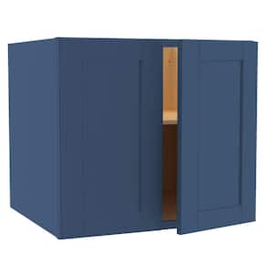 Washington Vessel Blue Plywood Shaker Assembled Wall Kitchen Cabinet Soft Close 27 W in. 24 D in. 24 in. H
