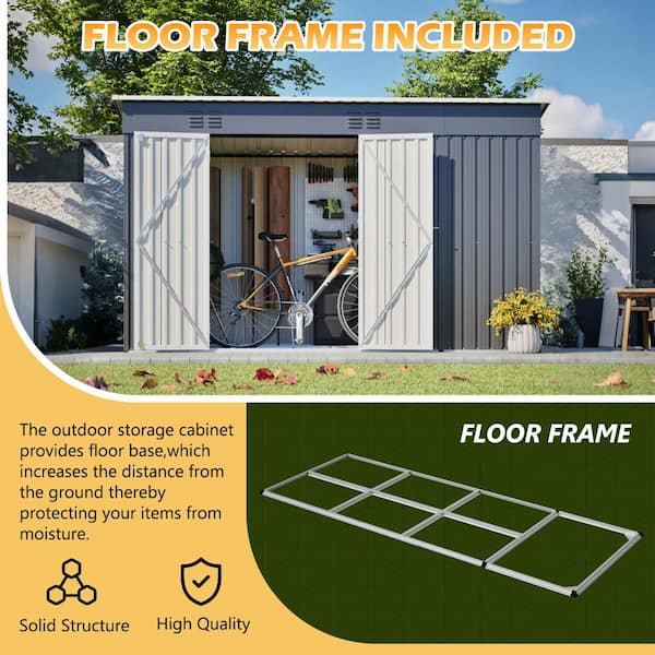 EAGLE PEAK 10 x 4 ft. Metal Storage Shed Lean-to Double-Zone w
