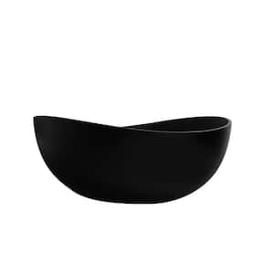 63 in. x 37.4 in. Solid Surface Freestanding Soaking Bathtub with Center Drain in Black