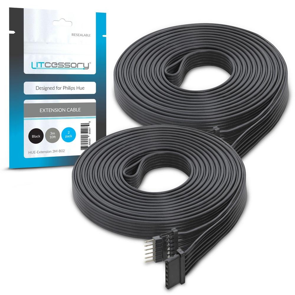 LITCESSORY Extension Cable for Philips Hue Lightstrip Plus (10 ft. 2 ...