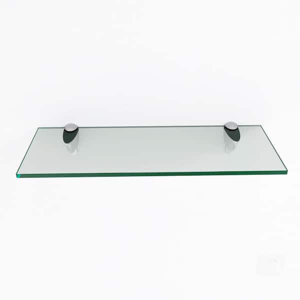 Jewel 21.5 in. L x 3.5 in. H x 5.5 in. W Glass Bathroom Shelf in Chrome