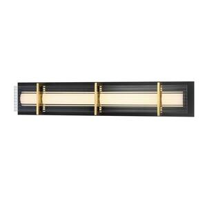 Midnight Gold 27.375 in. Sand Black LED Vanity Light Bar with Honey Gold Highlights