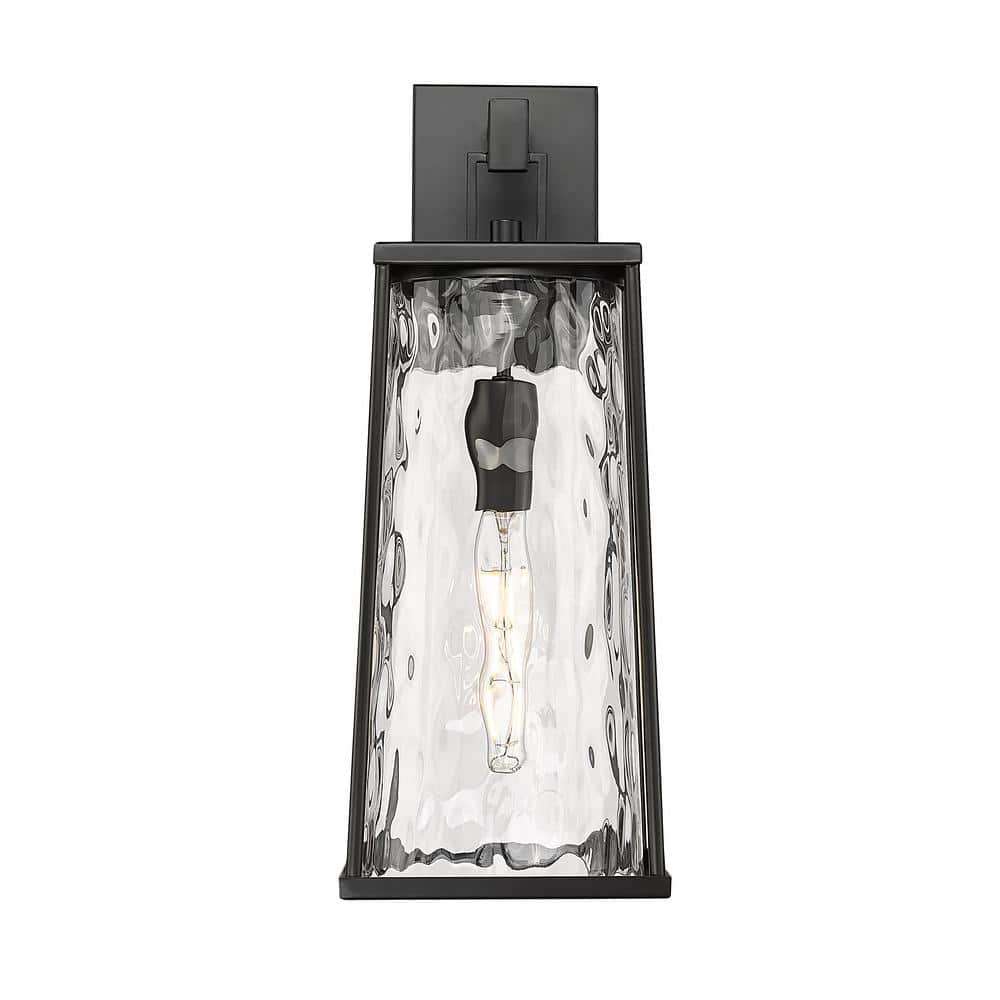 Dutton 19.75 in. 1-Light Powder Coated Black Transitional Outdoor Hardwired Wall Sconce Water Glass price history on PriceWatchPro