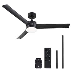 52 in. Indoor Black 6-Speed Standard Ceiling Fan with 3000K/4500K/6500K Adjustable White LED Light with Remote Control