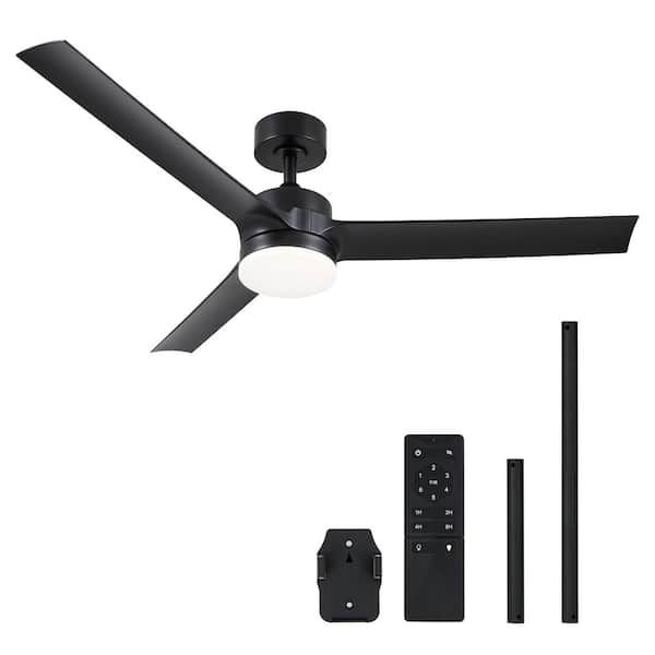 Merra 52 in. Indoor Black 6-Speed Standard Ceiling Fan with 3000K/4500K/6500K Adjustable White LED Light with Remote Control