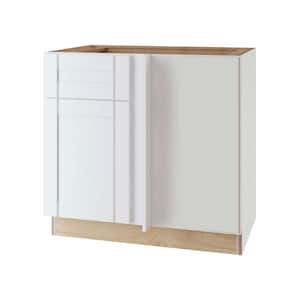 Washington Vesper White Plywood Shaker Assembled Corner Kitchen Cabinet Soft Close Right 36 in W x 24 in D x 34.5 in H