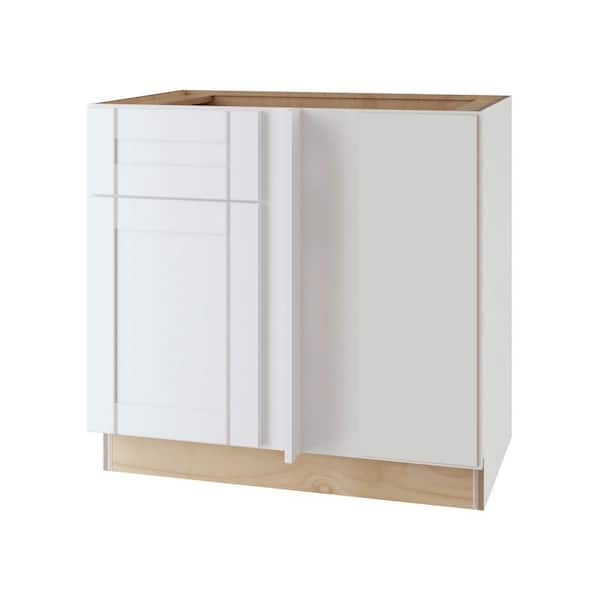 Home Decorators Collection Washington Vesper White Plywood Shaker Assembled Corner Kitchen Cabinet Soft Close Right 36 in W x 24 in D x 34.5 in H