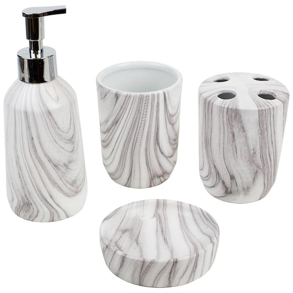Home Basics 4-Piece Bath Accessory Set in White