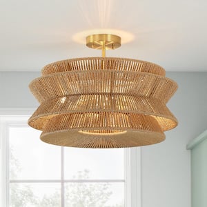 Silvia 20 in. 4-Light Tiered Rope Semi-Flush Mount Ceiling Light