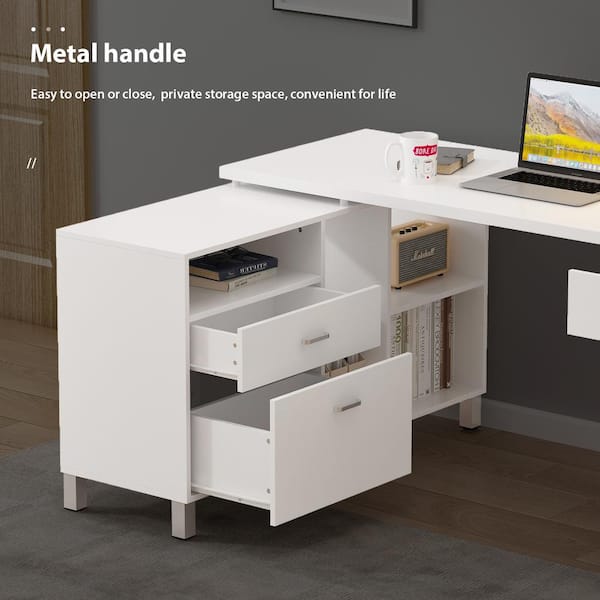 Modern Computer Desk Tablewith Shelf & Drawer