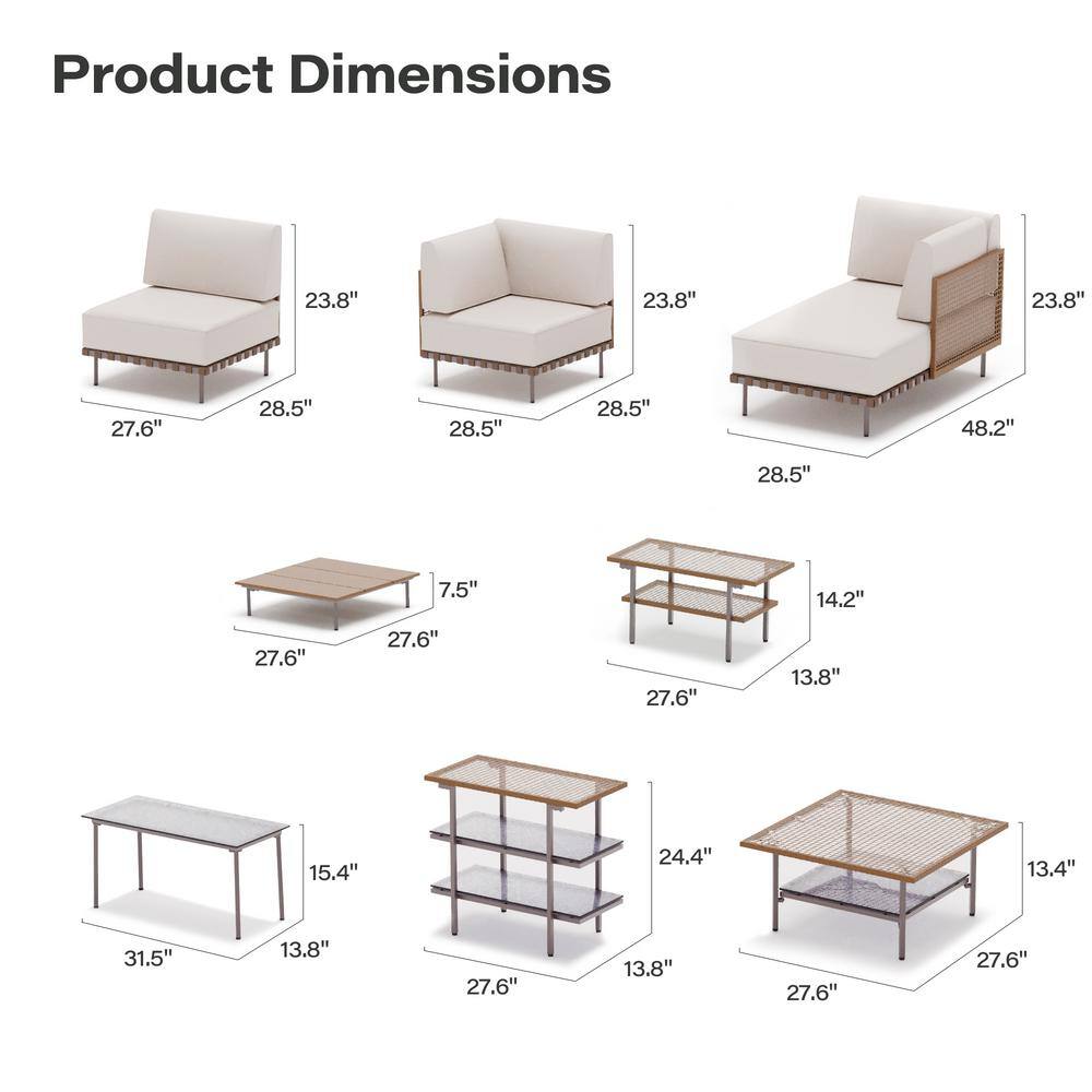 10-Piece Beige and Black Iron Outdoor Patio Set