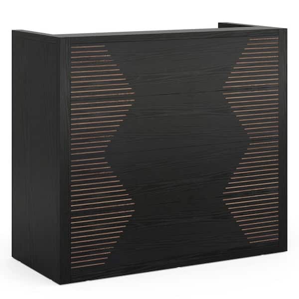 BYBLIGHT Moroni 48 in. Rectangle Black Engineered Wood Reception Desk Modern Computer Desk Writing Desk for Office