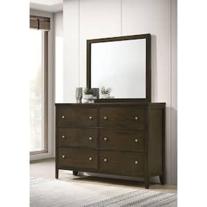 Wilkes Dark Cocoa 6-Drawer 56.25 in. Dresser with Mirror