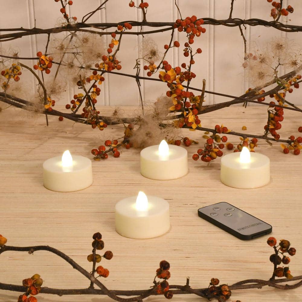 White Flameless LED Tealight Set with Remote Control