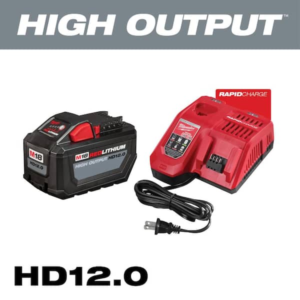 Milwaukee M18 18-Volt Lithium-Ion High Output Battery Pack 12.0 Ah and Rapid Charger Starter Kit