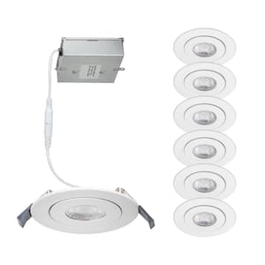 Lotos 6 in. 3000K Round Remodel Recessed Integrated LED Adjustable Kit in White (6-Pack)