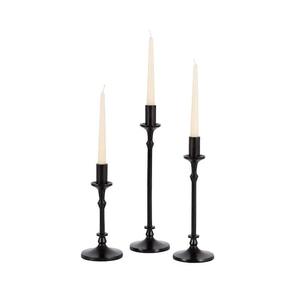 Kate and Laurel Lahari Black Metal Candle Holder (Set of 3)