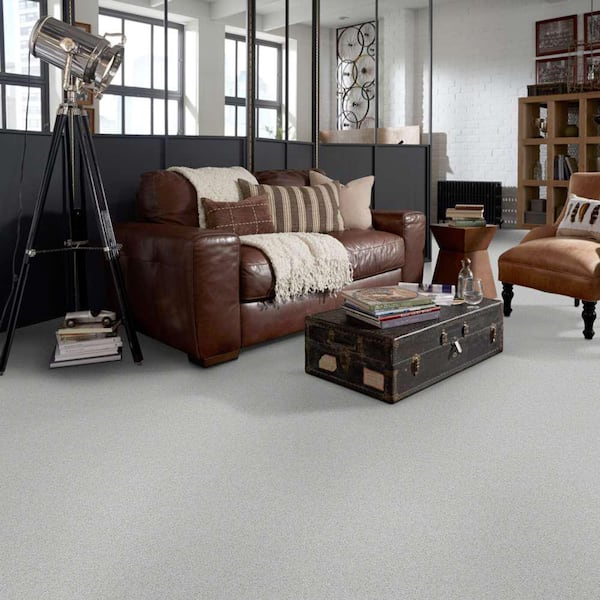 Brave Soul II - Sterling - Gray 15 ft. 44 oz. Polyester Texture Installed Carpet