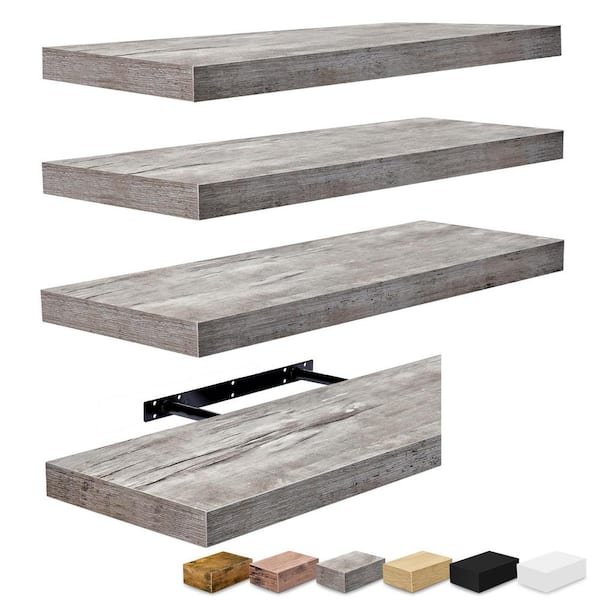 Sorbus 16.25 in W x 5.5 in. D, Slim Floating Gray, Decorative Wall Shelf