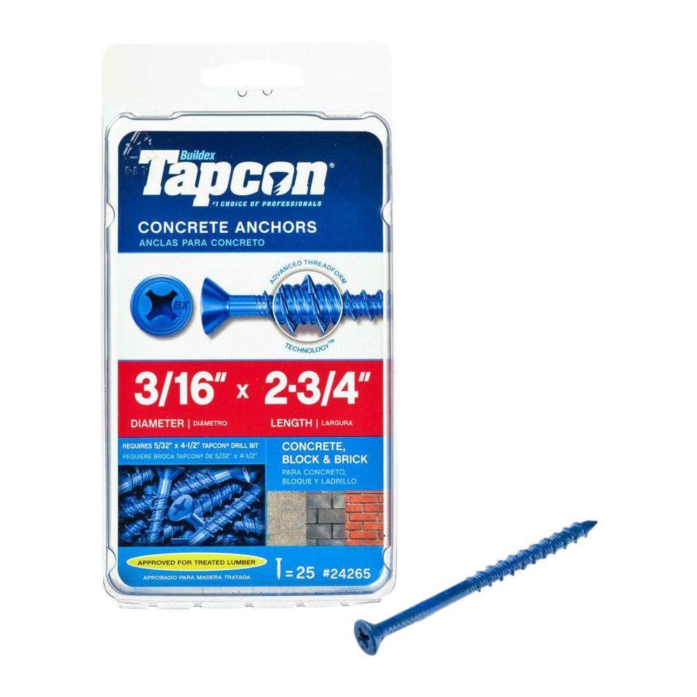 Tapcon 3/16 in. x 23/4 in. PhillipsFlatHead Concrete Anchors (25
