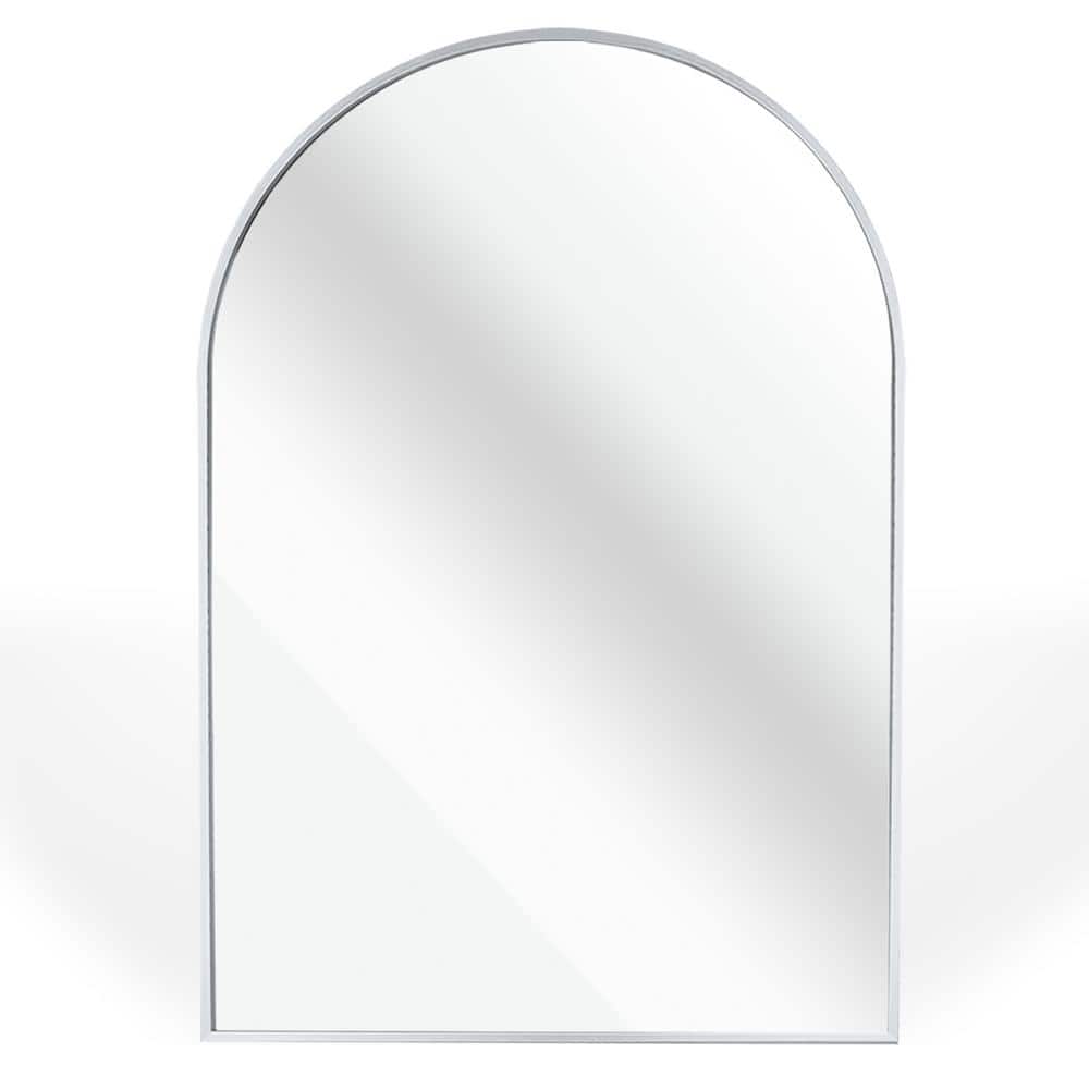 24 in. W x 36 in. H Arch Aluminium Alloy Metal Silver Frame Wall Mirror price history on PriceWatchPro